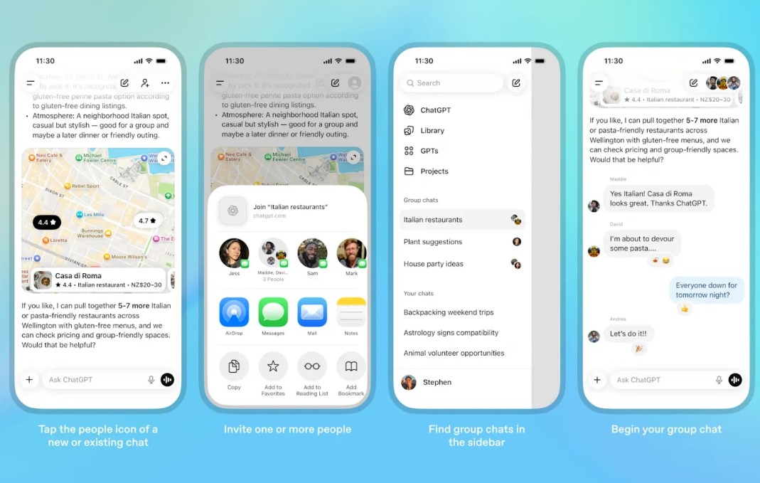 ChatGPT запустил групповые чаты: теперь ИИ-ассистент можно использовать вместе с коллегами