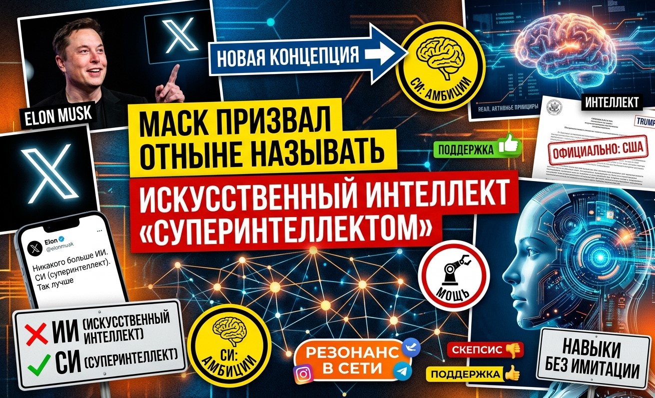 Маск призвал призвал отныне называть искусственный интеллект «суперинтеллектом»