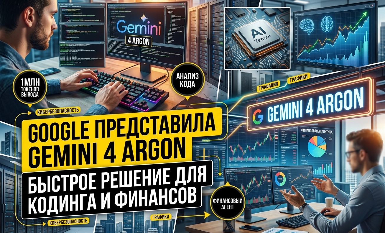Google представила Gemini 4 Argon: быстрое решение для кодинга и финансов